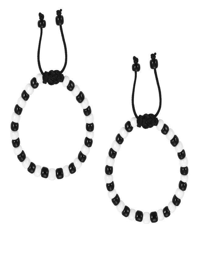 Kailash Creation ™ Baby Nazariya Bracelets Kada for Newborn Boys & Girls (0-5 Years) | Adjustable Black & White Beads Thread | Baby Shower, Birth, Naming Ceremony & Mundan Function (Black and White, Pack of 2) - Image 1